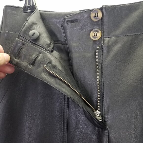 Maeve Colette Pants Women's Sz 0 Black Faux Leather Wide Leg Anthropologie 28x31 - Picture 4 of 16